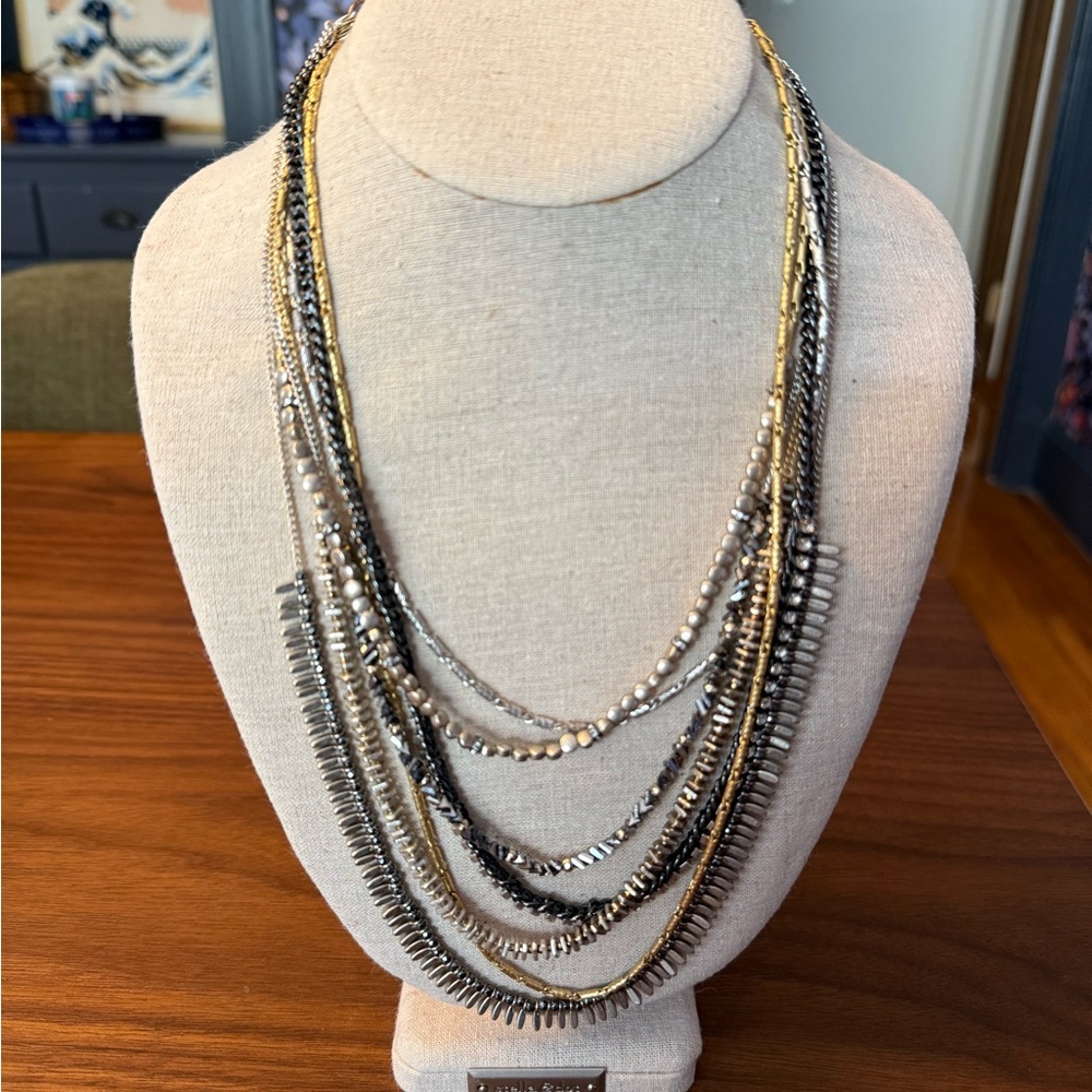 Stella & Dot Versatile Silver and Gold Multi-Strand Necklace
